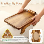 SINWANT Couch Arm Table, Acacia Wood Sofa Arm Rest Tables Couch Armrest Table - Image 5