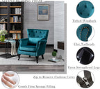 Mid Century Modern Accent Chair Upholstered Armchair Comfy Velvet Fabric Single - Image 3