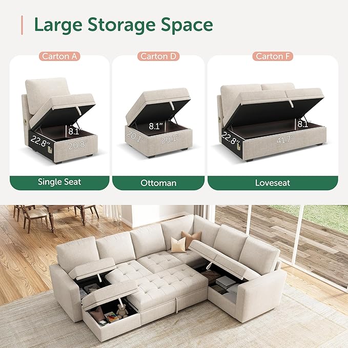 HONBAY Sectional Sleeper Sofa Couch - Image 5