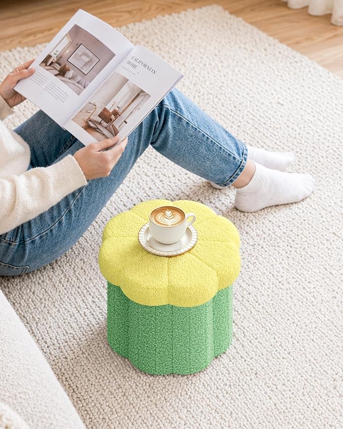 B FSOBEIIALEO Storage Ottoman Foldable, Sunflower Shaped Small Footrest - Image 2