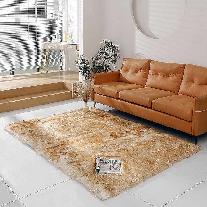 linmopm Faux Fur Rug Sheepskin Shag Fluffy Fuzzy 5x7 ft Rugs by Limopmfauxfurproducts