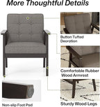 Modern Accent Chair with Arm Rest, Upholstered Linen Fabric Leisure Chair with - Image 8