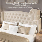 LARMACE Queen Size Bed Frame Velvet Upholstered Platform Bed - Image 4