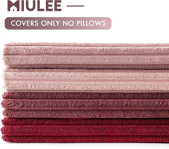 MIULEE Soft Corduroy Decorative Throw Pillow Covers Pink Series 18x18 | Set of 4 - Image 7