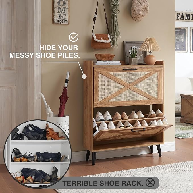 Barnyatoh Shoe Storage Cabinet, Boho Shoe Organizer - Image 3