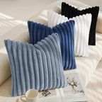 decorUhome Fall Faux Fur Throw Pillow Covers 20x20 Set of 2 Grey Blue | - Image 7