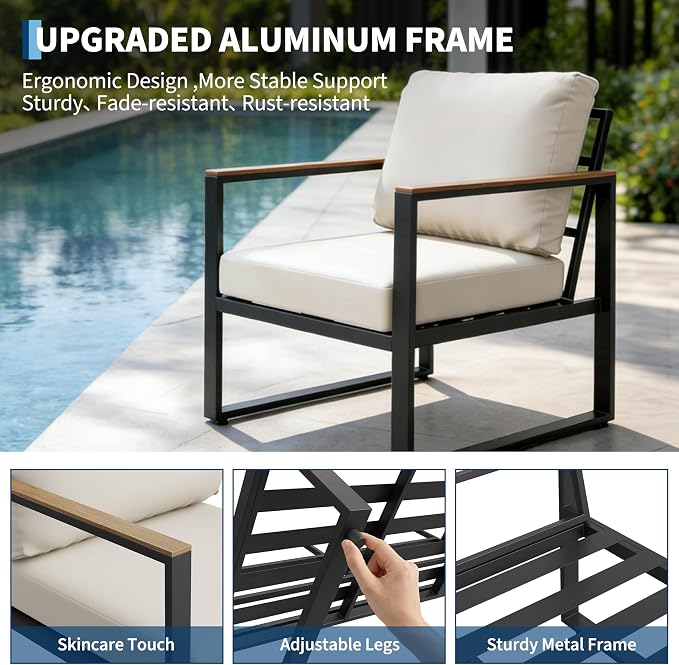 GarveeHome 4-Piece Aluminum Patio Furniture Set - Image 5