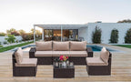 Kullavik Outdoor Patio Furniture Set 6 Pieces Sectional Rattan Sofa Set Brown - Image 9