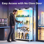 AODK Display Case with LED Lights, Display Cabinet with Glass Storage Shelves - Image 4