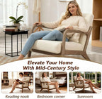 Modern Accent Chair with Wooden Frame & Linen Fabric, Mid Century Modern Chair - Image 5