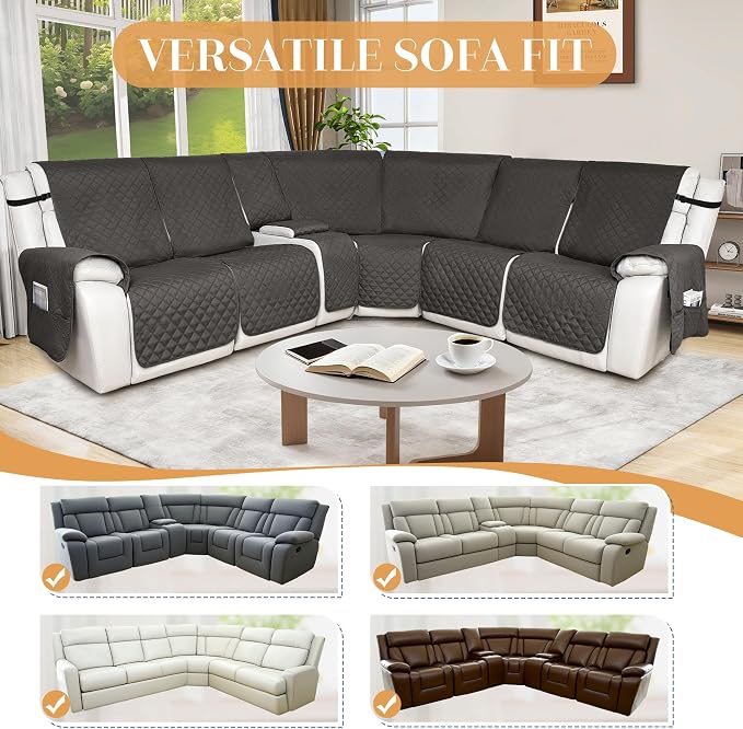 HDCAXKJ 100% Waterproof Reclining Sectional Couch Covers L Shape Recliner Sofa - Image 6