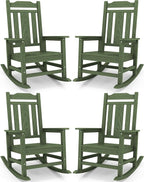 SERWALL Oversized Rocking Chair Set of 4 Outdoor, HDPE Outdoor Rocking Chair by SERWALL