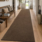 2x10 Beige Brown Solid Runner Rug Washable Non-Slip - Image 3