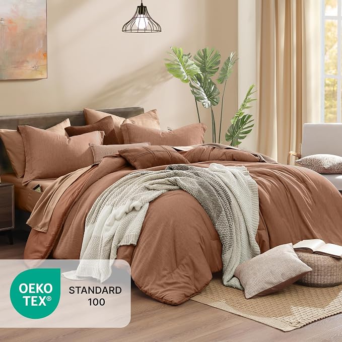Monbix Super King Comforter Set, Autumn Leaf Cationic Dyeing Bedding Set - Image 5