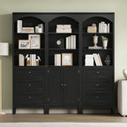 Bookshelf with Doors, Floor Standing Display Storage Cabinet - Image 4