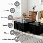 Black Nesting Tables for Living Room, Square Nesting Coffee Table Farmhouse - Image 4