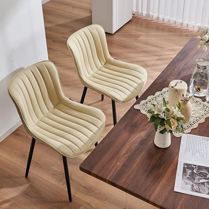 YOUNUOKE Mid-Century Modern Dining Chairs Set of 2, Armless Accent Chair - Image 3