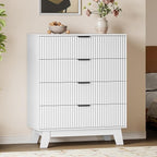 BORNOON 39" Tall Dresser for Bedroom, 4-Drawer Fluted Chest of Drawers by BORNOON