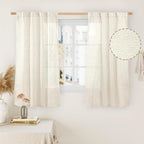 Short Window Linen Curtains for Bedroom 2 Panels, 34 x 54 Inch | Light by LAMIT