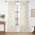 Modern Linen Curtains 84 Inch Length 2 Panels Set by Nanspring