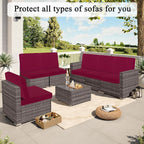 HEBE Outdoor Cushion Covers 12 Pcs, Stretch Patio Sofa Couch Cushion Cover | - Image 8