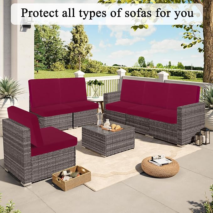 HEBE Outdoor Cushion Covers 12 Pcs, Stretch Patio Sofa Couch Cushion Cover | - Image 8