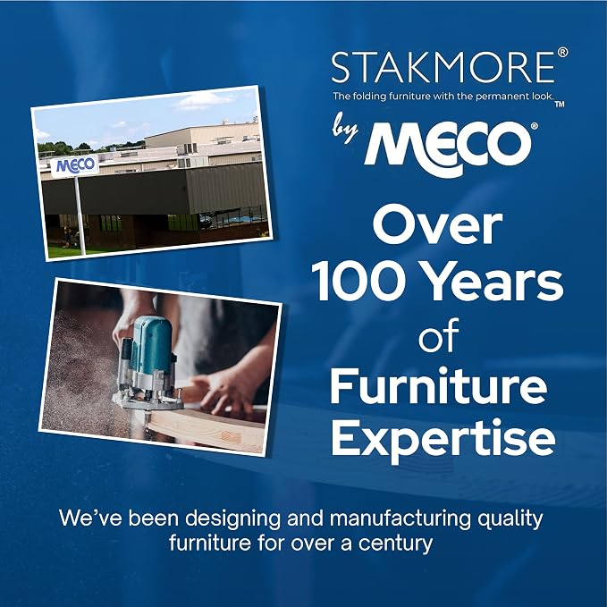 MECO Stakmore Classic Straight Edge Square Wood Folding Card Table, Oak - Image 8