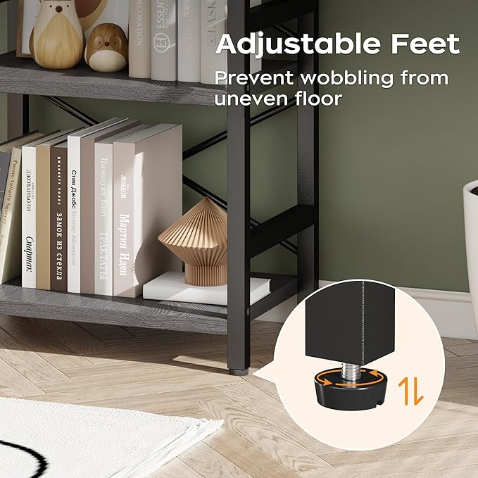 Homeiju Bookshelf, 3 Tier Industrial Bookcase, Metal Small Bookcase, Rustic - Image 7