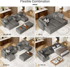 Belffin Fabric Modular Sectional Sofa Armrest Backrest Module Couch Side - Image 6