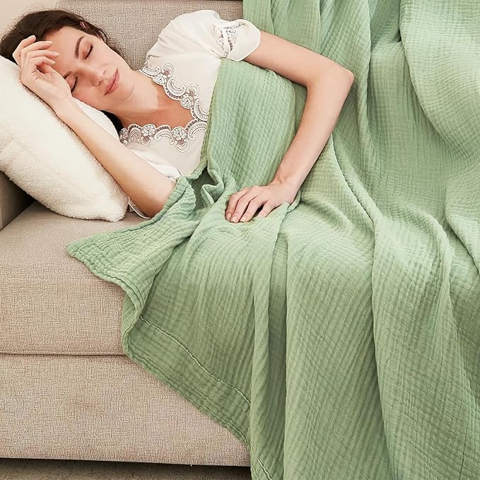 EMME Muslin Blankets for Adults Throw Blanket for Couch Breathable Gauze Soft - Image 4