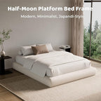 RECCI AirFrame Half-Moon Upholstered King Platform Bed Frame, Velvet Curved - Image 6