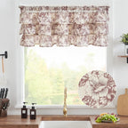 jinchan Ruffled Floral Valance Linen Shabby Chic Small Window Curtain 18 Inch - Image 2