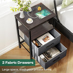 Huuger Nightstand with Charging Station, Fabric Drawers, End Table with Open - Image 5