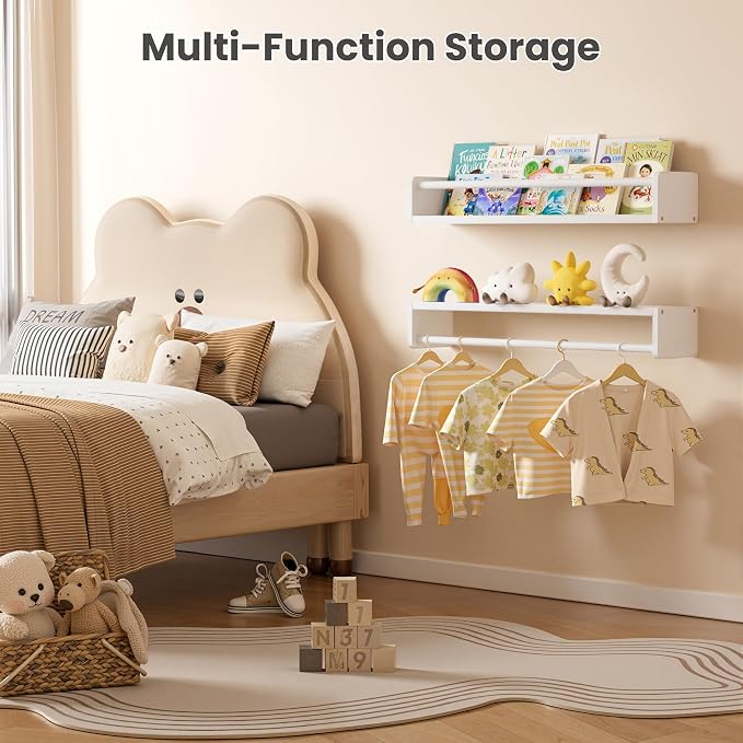 upsimples 2 Pack Nursery Book Shelves, 23.6 Inch Floating Bookshelves - Image 7