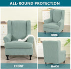 KRFOONN Stretch Wing Chair Slipcovers Jacquard 2 Piece Wingback Chair Covers - Image 5