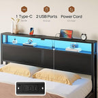 Rolanstar Queen Bed Frame with 4 Storage Drawers, Charging Station and LED - Image 7