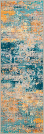 3x14 Washable Runner Rug：Modern Abstract Soft Carpet Rosy Haze | by FXRHLP