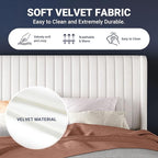 Allewie Full Size Velvet Bed Frame/Vertical Channel Tufted Wingback - Image 6