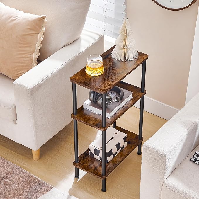 HOOBRO Narrow Side Table, 3-Tier Slim End Table No Tools Needed, Twist-On - Image 2