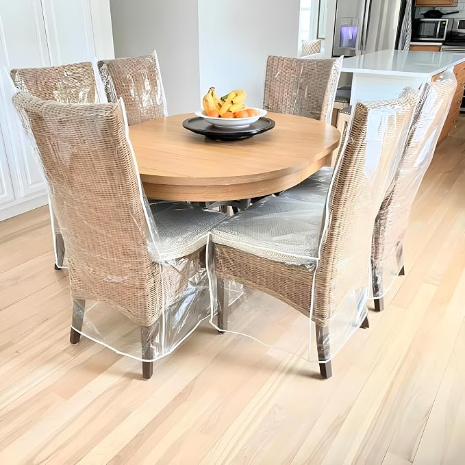 Evelots 8-Pack Clear PVC Dining Chair Covers, Spill-Resistant Protectors | - Image 8