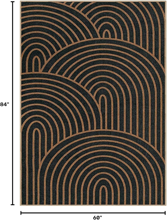 Lahome Modern Rainbow Easy Jute Carpet, Washable 5x7 Area Rugs - Image 2
