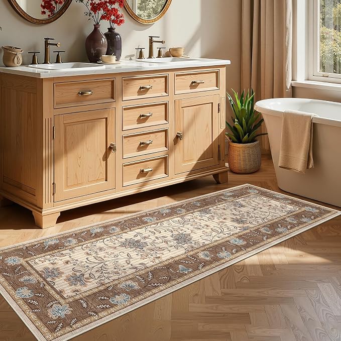 GarveeHome 2x6 Washable Runner Rug Brown Non Slip Kitchen Runner | Hallway Soft - Image 2