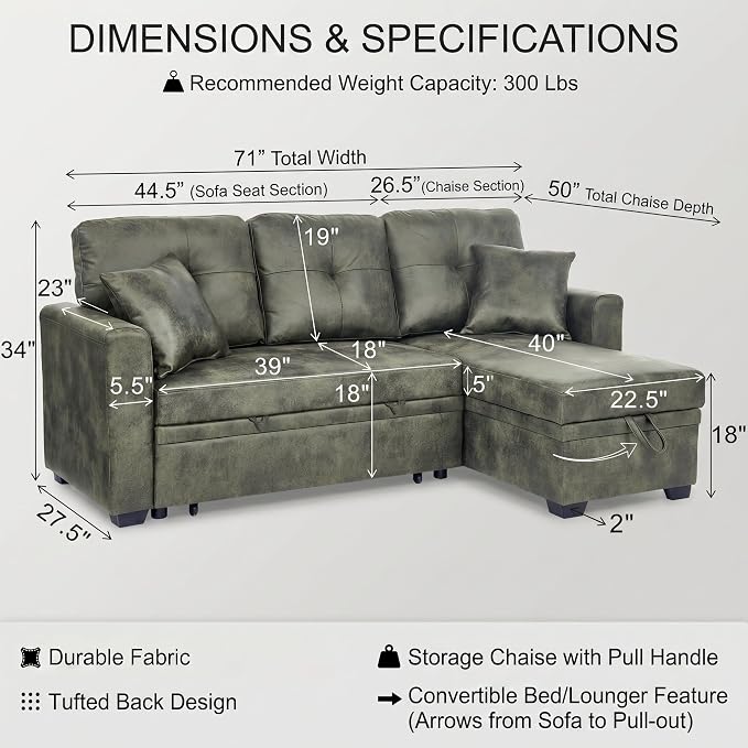 TYBOATLE Convertible Sofa Bed Couch - Image 2