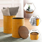 Glitzhome Rustic End Table Set of 2, Farmhouse Galvanized Metal Barrel Ottoman - Image 7