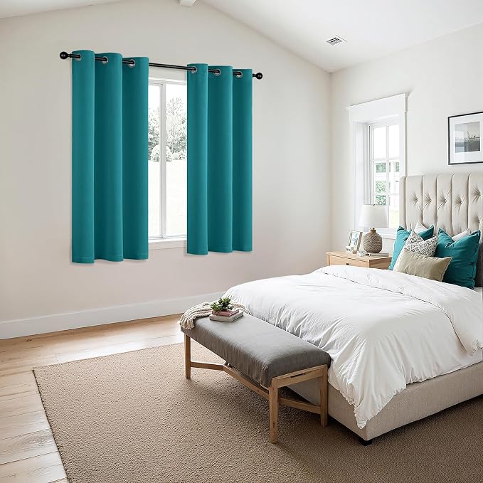 MIULEE Blackout Curtains for Bedroom 2 Panels 40 x 45 Inch Long Teal | Thermal - Image 6