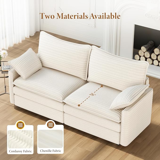 Vesgantti 74" Cloud Couch for Living Room, 2 Seaters Deep Seat Sectional - Image 3
