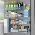 Magnetic Spice Rack for Refrigerator, 6 Pack Metal Magnetic Shelf Blue by DTUQYX
