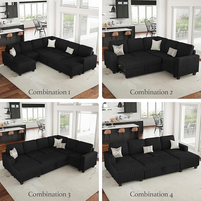 Belffin Corduroy Fabric Loveseat Module - Image 6