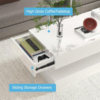Uspeedy 47.3in Large High Glossy LED Coffee Table - Image 3