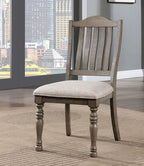 Transitional Style 2pcs Side Chairs Antique Gray Solid Wood Gray Fabric Dining by Unknown